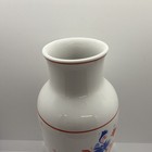 Hollohaza White Porcelain Floral Vase Blue Orange Hungary Printed Backstamp