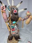 16  Native American Wood Figure Navajo Black Ogre Kachina -signed  Burbank 