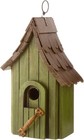 Wooden Birdhouse For Outdoors Hanging Green Hand Painted Garden Bird House