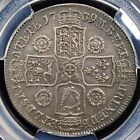 Silver 1739 Roses Great Britain 1 2 Half Crown   Pcgs Au50