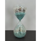 Turquoise Sand Glass Hourglass Silver Mercury Glass Speckled 8  Mcm Decor 32min