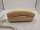 Vintage Push Button Telephone Itt Trimline Tan Phone With White Cord - Works