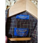 Vintage Sir Pendleton Mens M Brown Plaid Worsted Wool Dress Shirt Long Sleeve