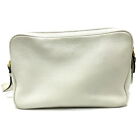 Prada Pochette Bag Logo Double Zipper Bag Shoulder Bag Leather Women s White 