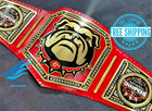 New Georgia Bulldog National Championship Belt Adult Size 2mm Brass Plate Red