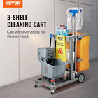 Cleaning Cart  3-shelf Commercial Janitorial Cart  200 Lbs Capacity Plastic Hous