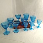 Tiara Indiana Glass Sandwich Colonial Bicentennial Blue Goblet Mixed Lot 10