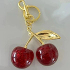 Coach     Red Cherry Apple Bag Charm Keychain Resin Metal Brass Purse Decoration    