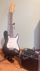 Squier Stratocaster Strat Electric Guitar Black white  6-string   Amp Strap
