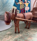 Vtg Antique Primitive Folk Art Wooden Horse   Covered Wagon Prairie Schooner