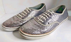 Vans Silver Sequin Sneakers Tennis Shoes Women s Size 9 5  Mens 8 Unisex  t118 