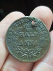 1835 British India 1 2 Half Anna East India Company 1800s Copper Coin Holed