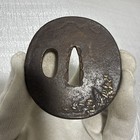 Antique Japanese Iron Tsuba     Bird And Floral Motif