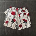 Fresh Rose Print Drawstring Swim Trunks