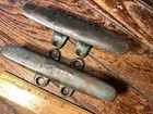 Pair Of Vintage Cast Solid Bronze  6  Cleats  Nice Age patina