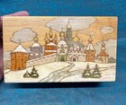 Hand Carved   Painted Soviet Ussr Carved Pyrography Wooden Jewelry Trinket Box