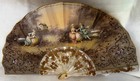 Antique European Hand-painted Fan With Romantic Scenes And Gold Sequins