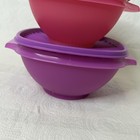 Tupperware Servalier Bowls Set 2 With Lids Purple Pink Round 6 Cup 5 Cup