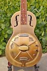 Vintage Golden Brass Electric Parlour Resonator Guitar With Pickup
