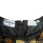 Silky Nites Black Gold Beaded Silk Dress Qs Vintage Evening Party  fits L xl 