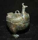 5 8  Old Chinese Bronze Inlaying Gold Ware Dynasty Bird Zun Statue