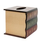 Wooden Antique Book Tissue Box Cover  Square Napkin Holder For Home Decor