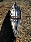 16    Canoe Built In The 60   s Or 70   s Wood fiberglass   2 Seats  Lifejackets  Oars