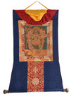 Mahakali Hand-painted  Kali  Tantra Thangka - Oil Varnished With Silk Brocade