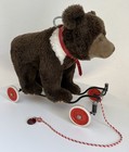 Vintage Steiff German Ride On Bear Plush Stuffed Animal Wheels Pull Toy