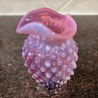 Vintage Fenton Hobnail  Cranberry Pink Opalescent 3  3 4vase