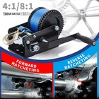 3200lbs Dual Gear Hand Winch Hand Crank Manual Boat Atv Rv Trailer 32ft Cable