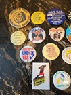 25 Vintage Pin Back Buttons Political Movies Gas