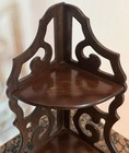 Victorian Style Mahogany Corner Wall Shelf 2 Tier Fretwork Wood 17    H X 8    Sides
