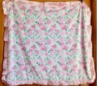 Minky Couture Blanket 32x30 Pink Faux Fur Roses Baby Girl Plush Pleated Satin
