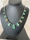 Native Navajo Pearls Sterling Silver Green Royston Turquoise Necklace