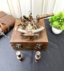 Antique Brass Working Nautical Sextant 5  W  Dual Telescopes   Box