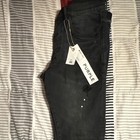 Purple Men   s Black Distressed Slim Fit Skinny Denim Jeans Mid Rise 5-pocket