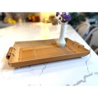 Vintage Bamboo Serving Tray With Handles     Mid Century Boho Rattan Decor