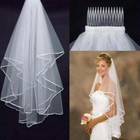 New Wedding Bridal Veil Satin Edge With Comb Elbow Elegant Cathedral White Ivory