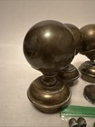 Lot Of 4 Vintage Old Original Furniture Bed Post 3    Ball Finial Topper Top Brass