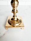 Vintage Solid Brass Candlestick Holder 7 5  Heavy Square Base Baluster Colonial