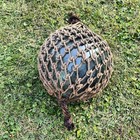 Antique Vintage Japanese Glass Fishing Float Large Blue Green Kanji Mark 40 
