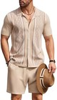 Coofandy Men s 2 Piece Outfit Casual Solid Mens Vintage Short Sleeve Button Down