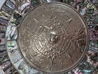 Vintage Abalone Shell Aztec Calendar Wall Plaque 12  Mexican Folk Art Decor