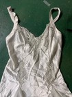 Vintage Victoria s Secret White Satin Slip Lace Trim Bead Detail Lingerie Size S