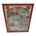 Vintage 1966 Virgin Islands Mounted Frame Map 21 x17 