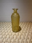 Vintage Amber Yellow Glass Bottle Vase Honeycomb Textured 10    Retro Decor