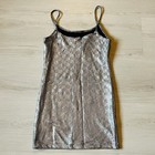 Troika Vintage 90s Women s Metallic Silver Checkered Mini Slip Dress Size M