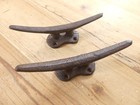 2 Cleat Boat Hooks Handles Pull Cast Iron Ship Dock Nautical Ties Rustic Finish