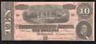        T-68 1864  10 Confederate Currency Civil War Note 20296 